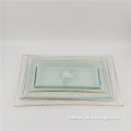colored square clear glass dinner plate